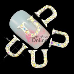 Decoratiuni 3D Metalice 232 Argintii cu Strasuri litera U 